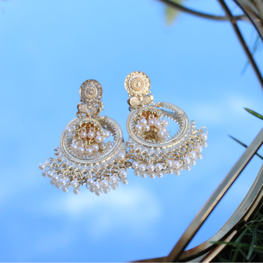 COPY - White Dangle Indian Earrings